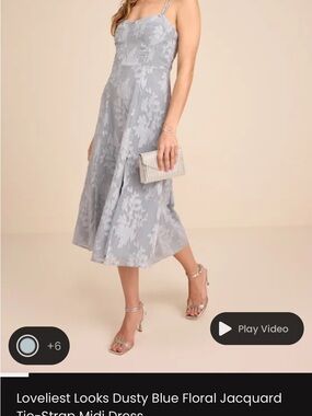 Lulus Dusty Blue Floral Jacquard Midi Dress Semi-Formal Sleeveless Sweetheart XS